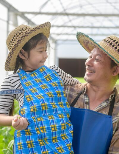 Family visits farm